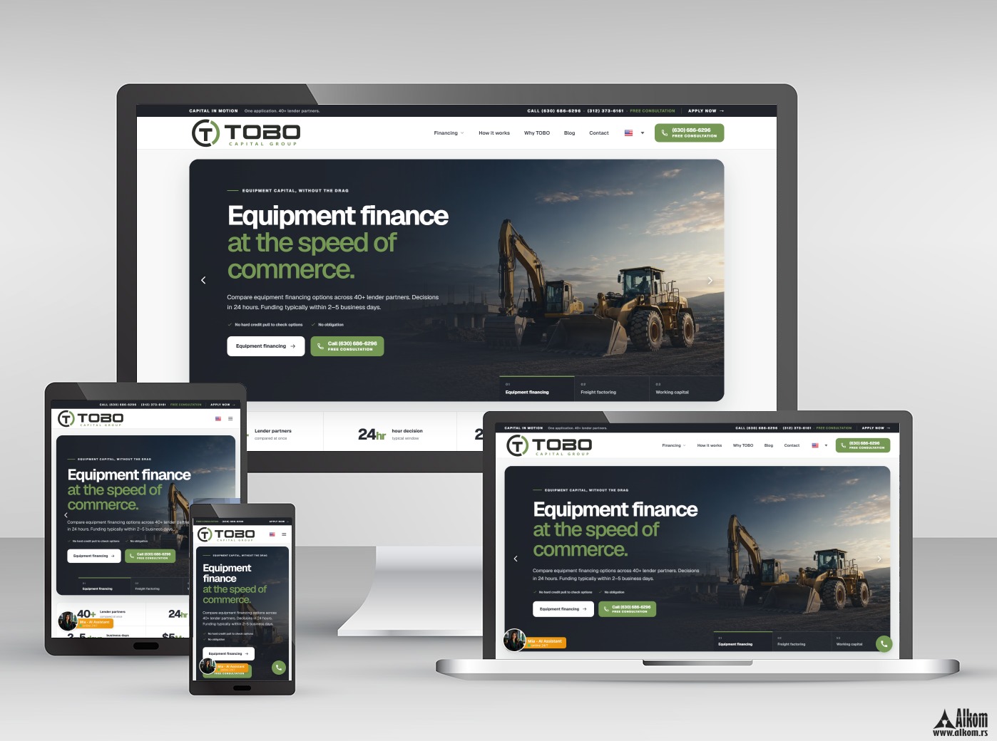 TOBO Capital Group — web dizajn, prikaz na desktopu, tabletu i telefonu